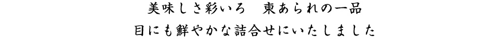 美味しさ彩いろ 東あられの一品 目にも鮮やかな詰合せにいたしました
